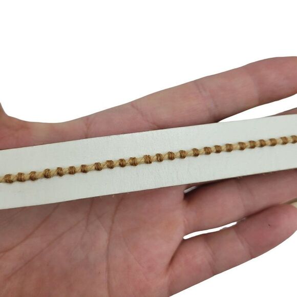 Fossil Belt Leather Skinny White Cincher Rope‎ Detail Cowgirl Country Western S - Picture 2 of 11